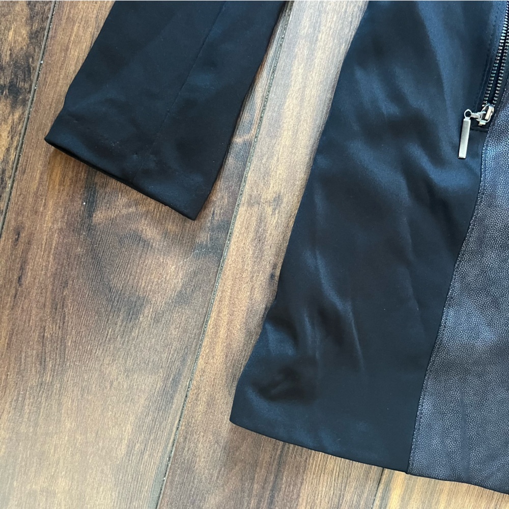Melanie Lyne Black Faux Leather Panel Zip Front Jacket Size 6 - Picture 6 of 7